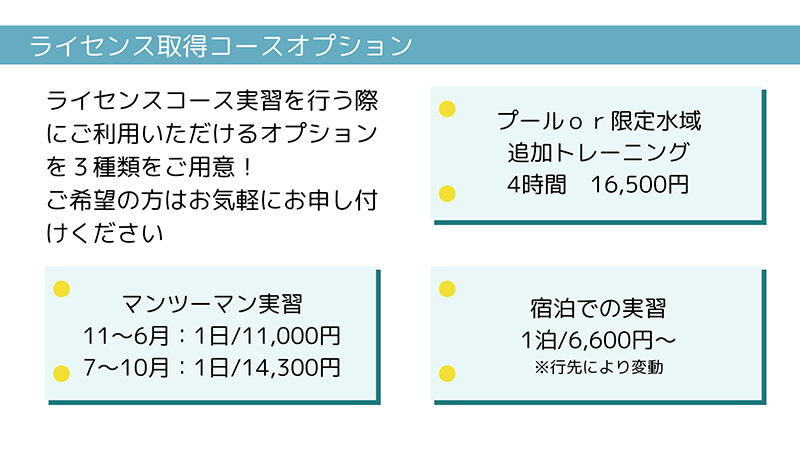 ライセンス取得コースオプション